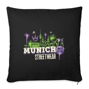 Munich Munich Skyline City Germany Graffiti - Sofa pillowcase 17,3'' x 17,3'' (45 x 45 cm) - black - Front