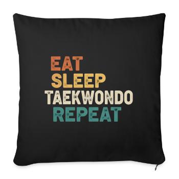 Manger Sommeil Taekwondo Répéter - Arts Martiaux Rétro - Housse de coussin décorative 45 x 45 cm - noir - Devant