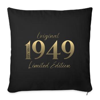 77e anniversaire février 1949 Millésime - Housse de coussin décorative 45 x 45 cm - noir - Devant