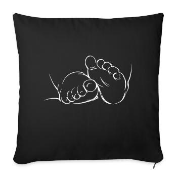 Babyfüße Strichzeichnung Schwangerschaft - Sofakissenbezug 45 x 45 cm - Schwarz - Vorne