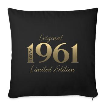 65e anniversaire cadeau Mari Femme Mars 1961 - Housse de coussin décorative 45 x 45 cm - noir - Devant