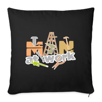 Man_at_work - Sofa pillowcase 17,3'' x 17,3'' (45 x 45 cm) - black - Front