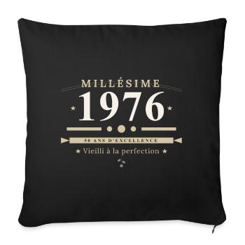 50 Ans Millésime 1976 – Cadeau Anniversaire Humour - Housse de coussin décorative 45 x 45 cm - noir - Devant