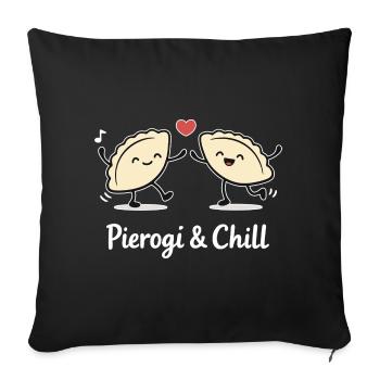 Pierogi & Chill : Piérongis dansants drôles Polska - Housse de coussin décorative 45 x 45 cm - noir - Devant