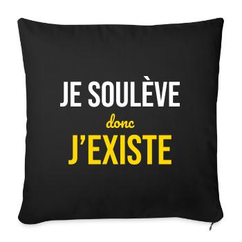Muscu Humour — Je Soulève Donc J'Existe - Housse de coussin décorative 45 x 45 cm - noir - Devant