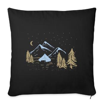 Night Mountain Camping Scene - Sofa pillowcase 17,3'' x 17,3'' (45 x 45 cm) - black - Front