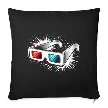 3D Glasses Retro Cinema Design - Sofa pillowcase 17,3'' x 17,3'' (45 x 45 cm) - black - Front