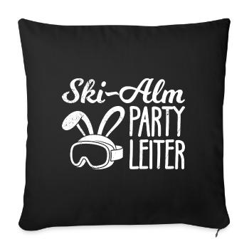 Skifahrer SKI-ALM PARTY LEITER LUSTIG - Sofakissenbezug 45 x 45 cm - Schwarz - Vorne