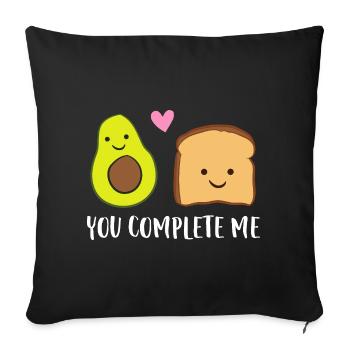 Tu m’as complété toast à l’avocat - Housse de coussin décorative 45 x 45 cm - noir - Devant