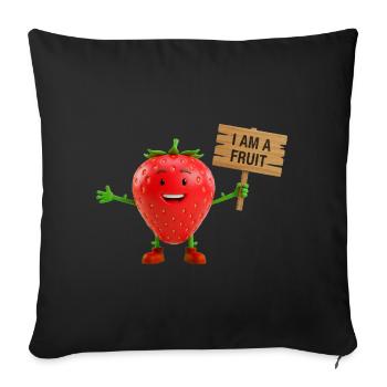 Strawberry with a sign - Sofa pillowcase 17,3'' x 17,3'' (45 x 45 cm) - black - Front