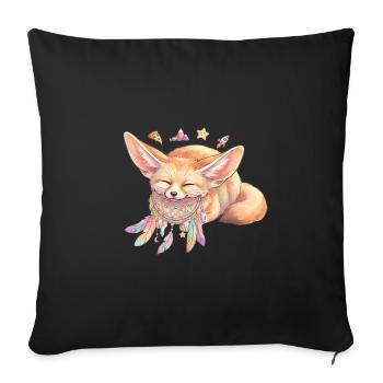 Dreamer fox with a dream catcher - Sofa pillowcase 17,3'' x 17,3'' (45 x 45 cm) - black - Front