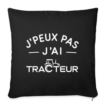 Tracteur Humour Cadeau Passionné d'Agriculture - Housse de coussin décorative 45 x 45 cm - noir - Devant