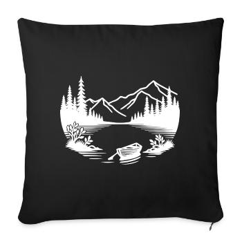 Minimalistischer Bergsee mit Ruderboot - Sofakissenbezug 45 x 45 cm - Schwarz - Vorne