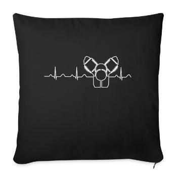 Moto Guzzi Heartbeat white - Housse de coussin décorative 45 x 45 cm - noir - Devant