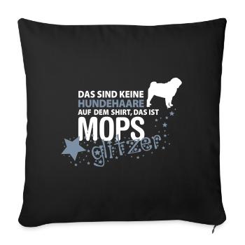 Mops Glitzer - Sofakissenbezug 45 x 45 cm - Schwarz - Vorne