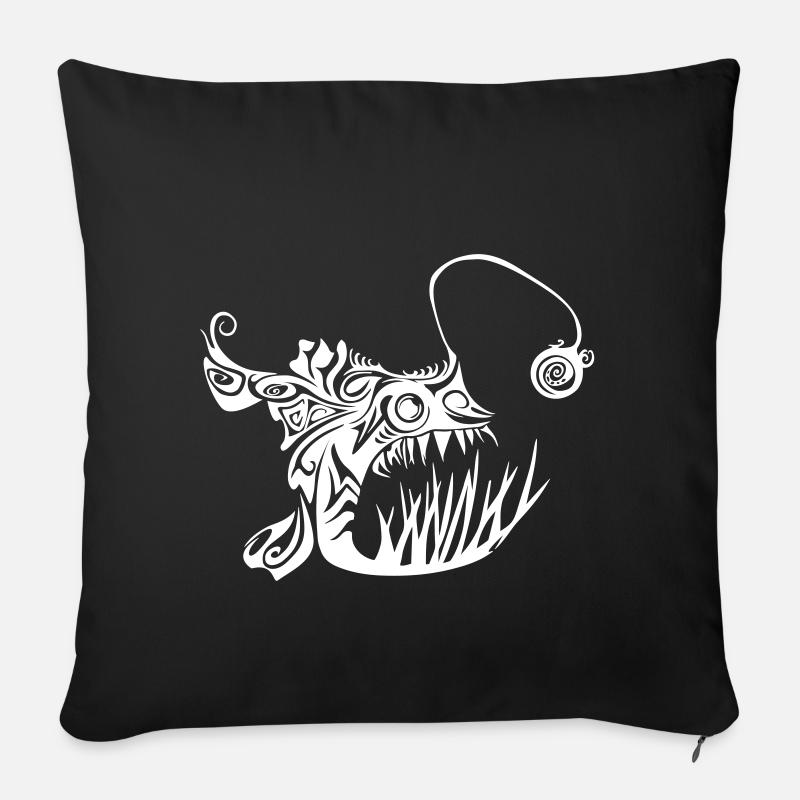 Cranky Anglerfish - Sofakissenbezug 45 x 45 cm - Schwarz