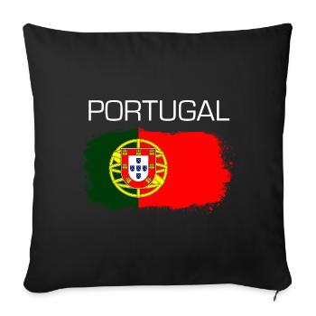 Portugal Fußball Fan Flagge Geschenk - Sofakissenbezug 45 x 45 cm - Schwarz - Vorne