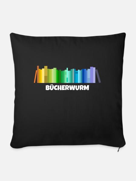 Bücherwurm - Sofakissenbezug 45 x 45 cm - Schwarz