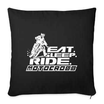 Eat Sleep Ride Motocross - Sofa pillowcase 17,3'' x 17,3'' (45 x 45 cm) - black - Front