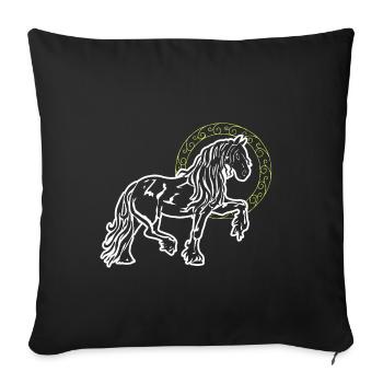 Friese Horse Pride Funny Circle Gold Ring Gift - Sofa pillowcase 17,3'' x 17,3'' (45 x 45 cm) - black - Front