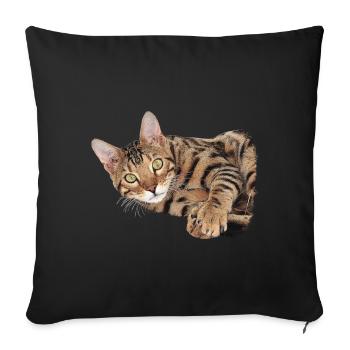 kuschelige bengal katze - Sofakissenbezug 45 x 45 cm - Schwarz - Vorne