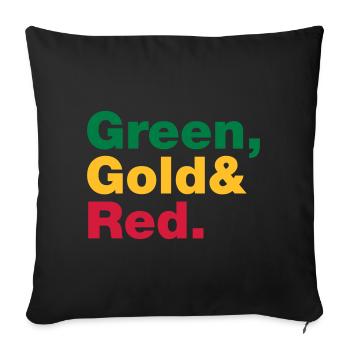 Green, Gold & Red. - Sofa pillowcase 17,3'' x 17,3'' (45 x 45 cm) - black - Front