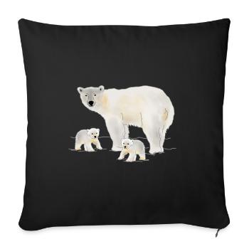 Ours polaire avec deux oursons - Housse de coussin décorative 45 x 45 cm - noir - Devant