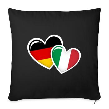 ALLEMAND ITALIEN DRAPEAUX COEURS AMOUR - Housse de coussin décorative 45 x 45 cm - noir - Devant