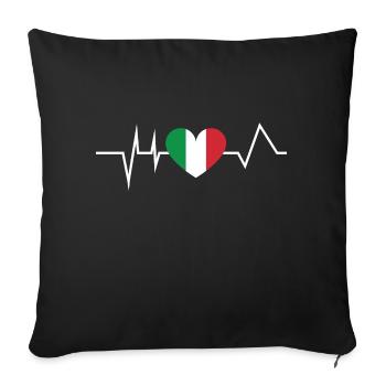 Heartbeat Italy Heart Italia Italian Heart Line - Housse de coussin décorative 45 x 45 cm - noir - Devant