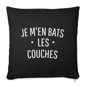 JE M'EN BATS LES COUCHES cadeau naissance maman - Housse de coussin décorative 45 x 45 cm - noir - Devant