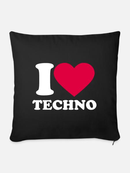 I love techno - Sofakissenbezug 45 x 45 cm - Schwarz