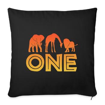 1. Geburtstag Wilde Tiere Afrika 1 Jahr alt - Sofakissenbezug 45 x 45 cm - Schwarz - Vorne