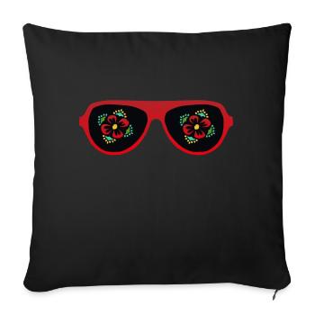 sunglasses flower peace - Sofa pillowcase 17,3'' x 17,3'' (45 x 45 cm) - black - Front