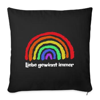 Regenbogen Frieden Freiheit Liebe Statement - Sofakissenbezug 45 x 45 cm - Schwarz - Vorne
