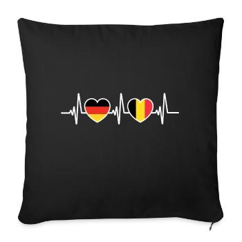 Allemagne et Belgique Drapeaux belges Patriot - Housse de coussin décorative 45 x 45 cm - noir - Devant