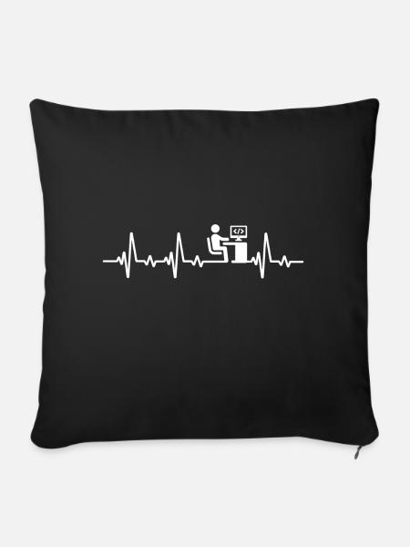 Programmierer Herzschlag Informatiker code - Sofakissenbezug 45 x 45 cm - Schwarz