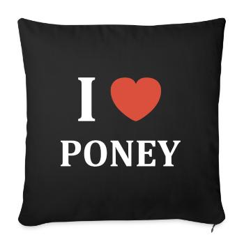 i love poney - Housse de coussin décorative 45 x 45 cm - noir - Devant