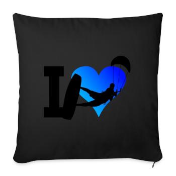 Kitesurfer Kite Kitesurfing Kitesurfing Kiting - Sofa pillowcase 17,3'' x 17,3'' (45 x 45 cm) - black - Front
