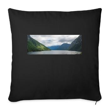 Landscape near Hellesylt Harbor in Hellesylt - Sofa pillowcase 17,3'' x 17,3'' (45 x 45 cm) - black - Front