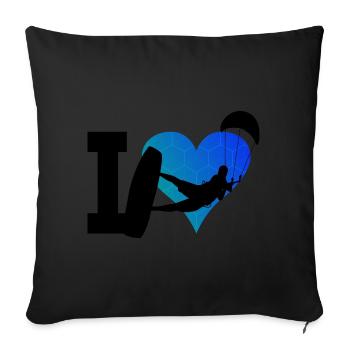 Kiten Kitesurfing Men's Kite Kitesurfer - Sofa pillowcase 17,3'' x 17,3'' (45 x 45 cm) - black - Front