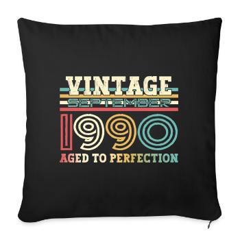 Septembre Né 1990 32ème anniversaire Cadeau - Housse de coussin décorative 45 x 45 cm - noir - Devant
