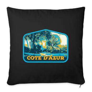 Vue illustrée de la Côte d'Azur, France - Housse de coussin décorative 45 x 45 cm - noir - Devant