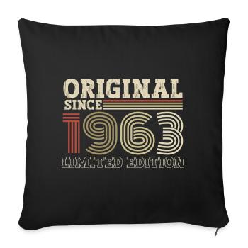 Original since 1963 vintage birthday gift - Sofa pillowcase 17,3'' x 17,3'' (45 x 45 cm) - black - Front