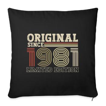 Original since 1981 vintage birthday gift - Sofa pillowcase 17,3'' x 17,3'' (45 x 45 cm) - black - Front