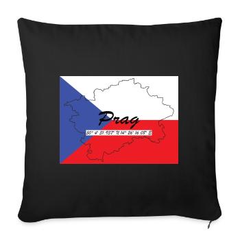 Prag - Hauptstadt mit GPS & Flagge - Sofakissenbezug 45 x 45 cm - Schwarz - Vorne