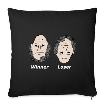 Winner Loser white - Sofa pillowcase 17,3'' x 17,3'' (45 x 45 cm) - black - Front