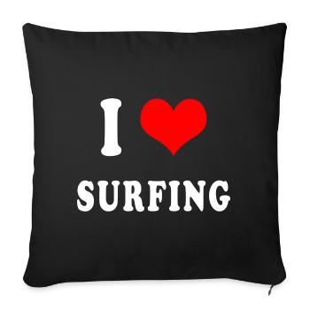 J'adore le surf - Housse de coussin décorative 45 x 45 cm - noir - Devant