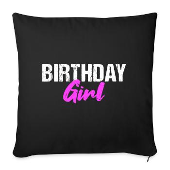 Anniversaire Fille Geburtstag - Housse de coussin décorative 45 x 45 cm - noir - Devant