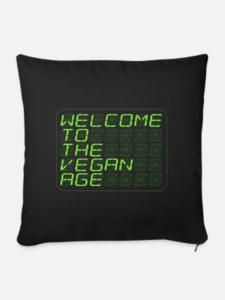vegan-new-age-green-wide - Sofakissenbezug 45 x 45 cm - Schwarz