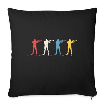 T-shirt rétro biathlon pour biathlètes - Housse de coussin décorative 45 x 45 cm - noir - Devant